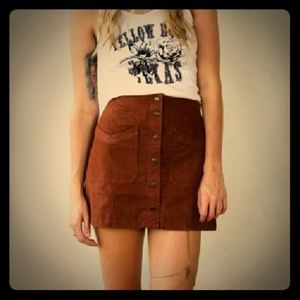 Free People suede effect tan/brown skirt